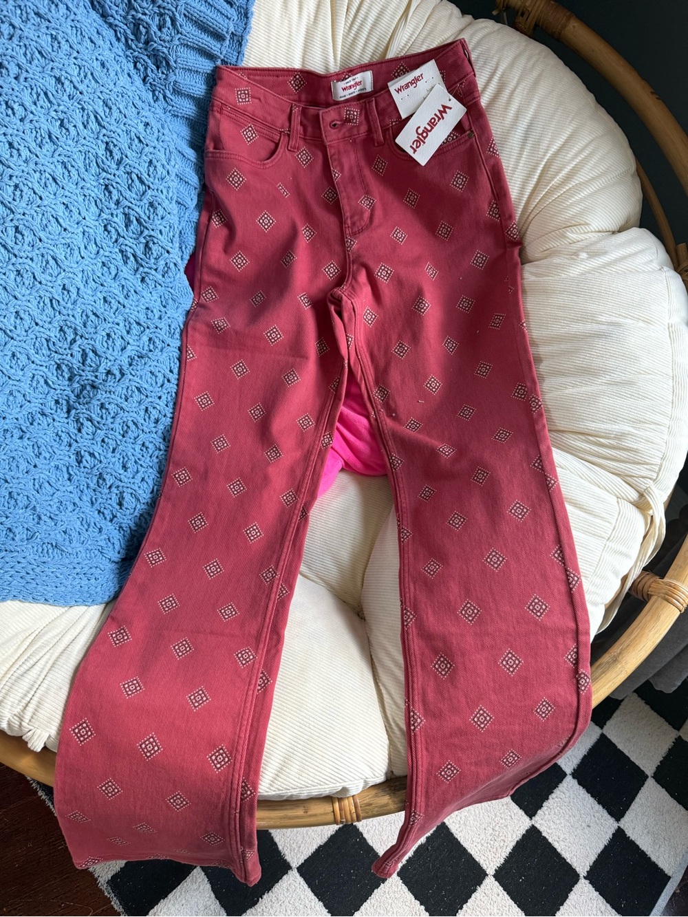 Wrangler Red Printed Bootcut Jeans - Picture 3 of 9